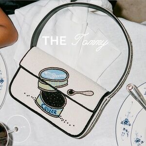 STAUD BEADED TOMMY BAG CAVIAR